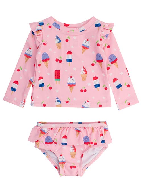 Shop Rufflebutts Baby/toddler Girls Upf50+ Sun Protected Skirted Flutter Long Sleeve Rash Guard Bikini