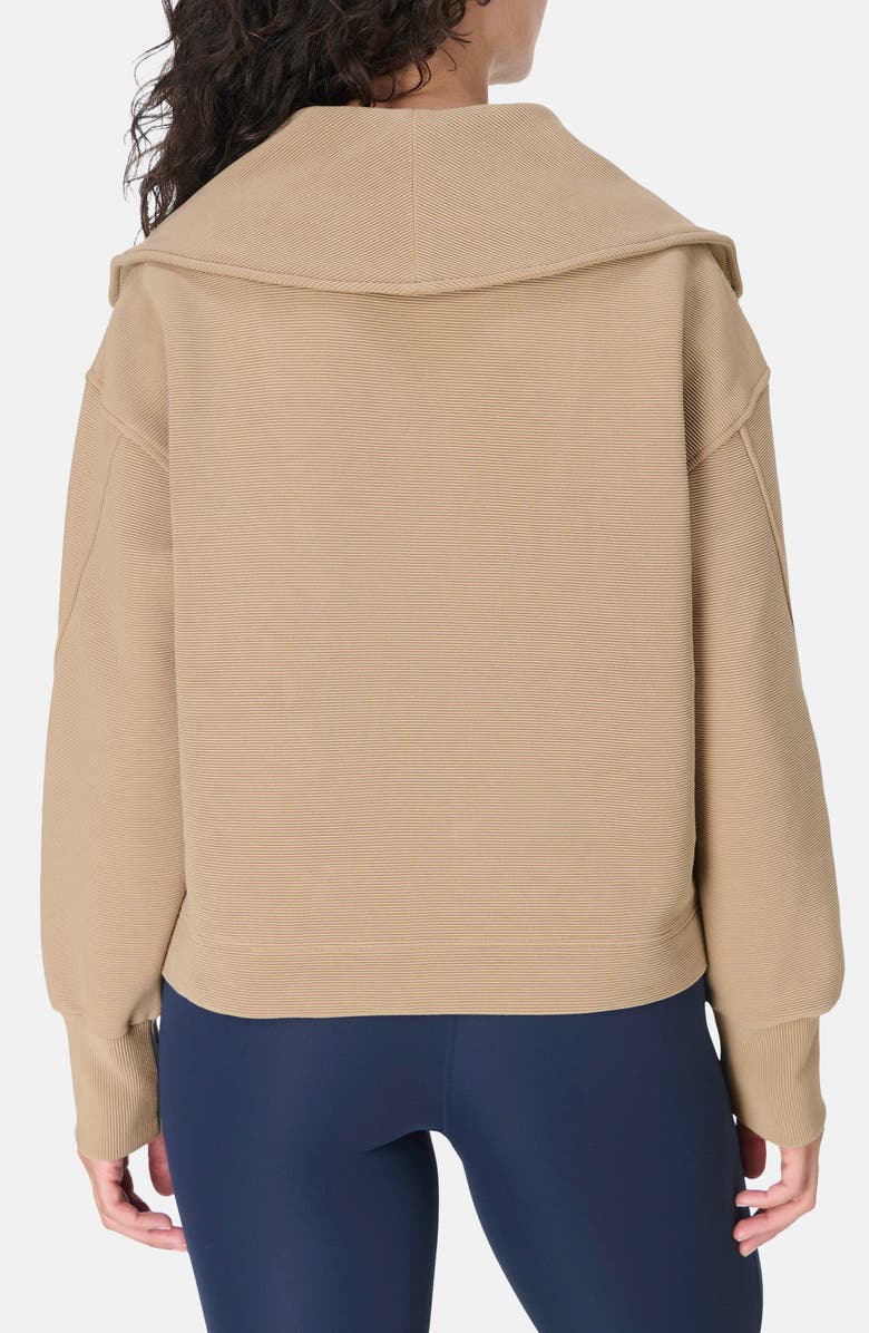 Sweaty Betty Peaceful Rib Half Zip Sweatshirt, Alternate, color, Sepia Brown