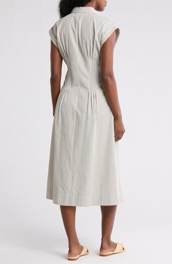 Pleated Midi Shirtdress