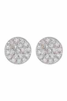 RON HAMI 14K White Gold Micro Diamond Pave Circular Stud Earrings - 0.07 ctw