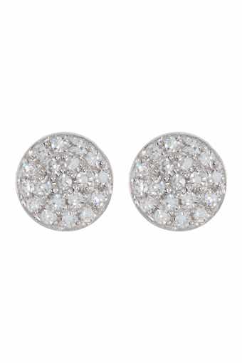 RON HAMI 14K White Gold Micro Diamond Pave Circular Stud Earrings - 0.07 ctw