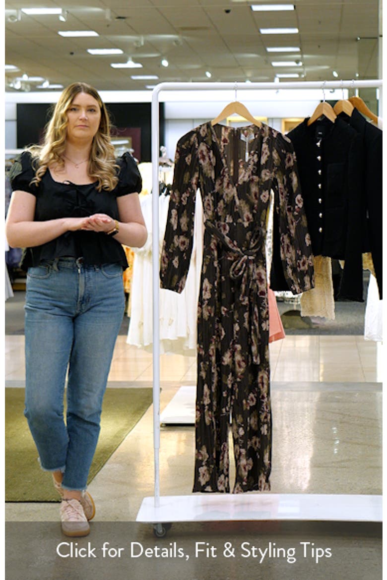 Solange Floral Long Sleeve Plissé Jumpsuit video