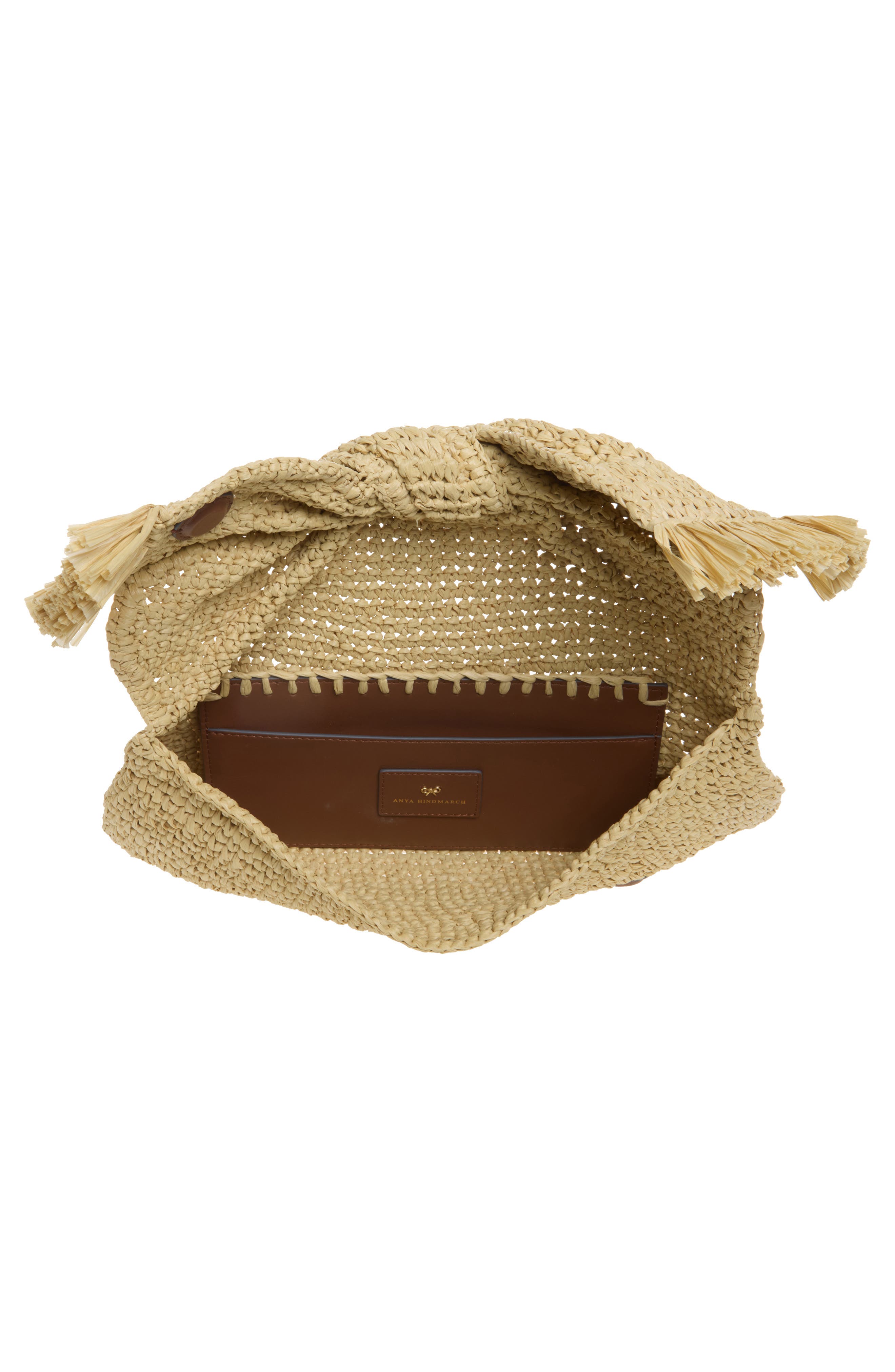 Oversize Bow Raffia Clutch, Alternate, color, NATURAL