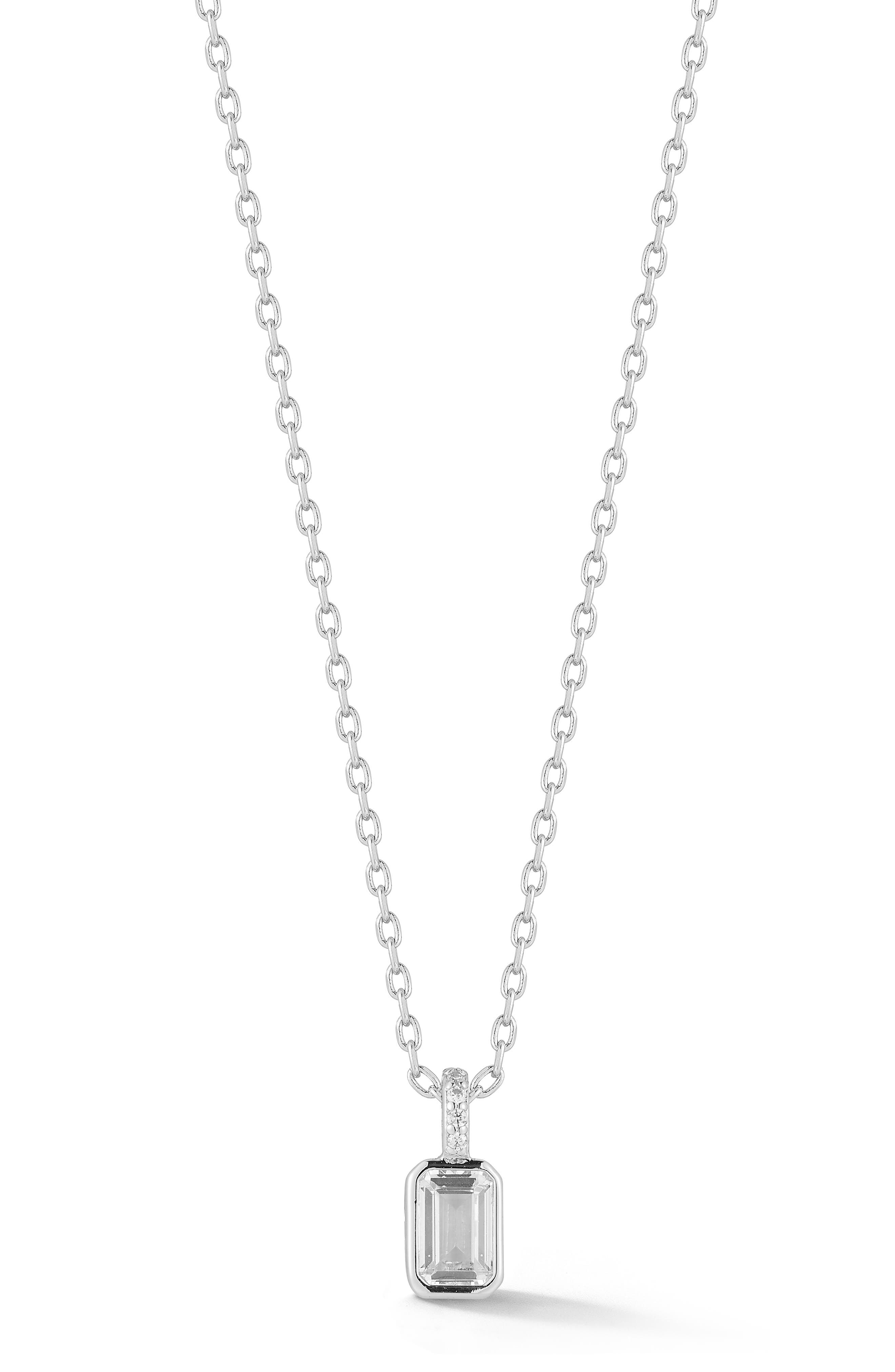Emerald Cut Cubic Zirconia Pendant Necklace