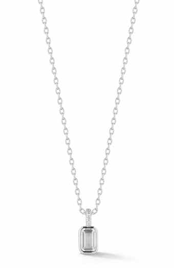 Emerald Cut Cubic Zirconia Pendant Necklace