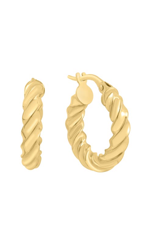 14K Yellow Gold Golden Twist Hoop Earrings