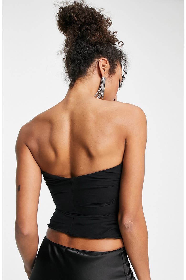 Ruched Strapless Corset Top, Alternate, color, BLACK