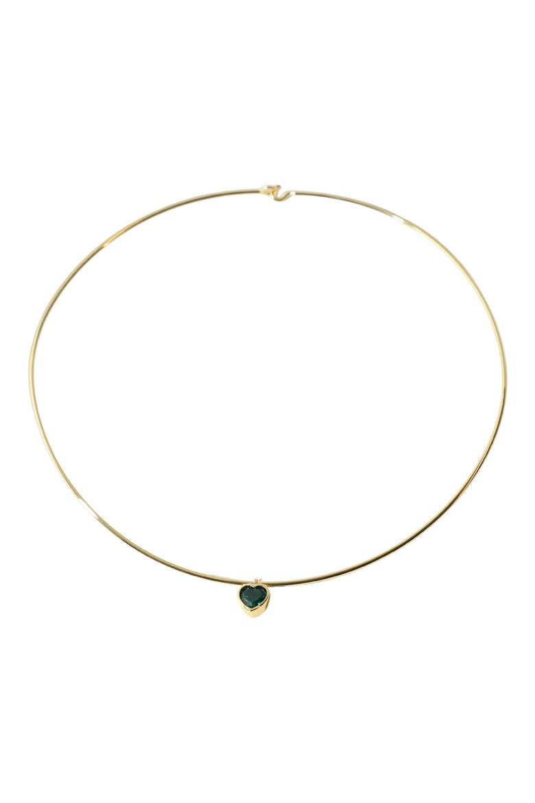 The Heart Pendant Cubic Zirconia Choker, Main, color, GOLD