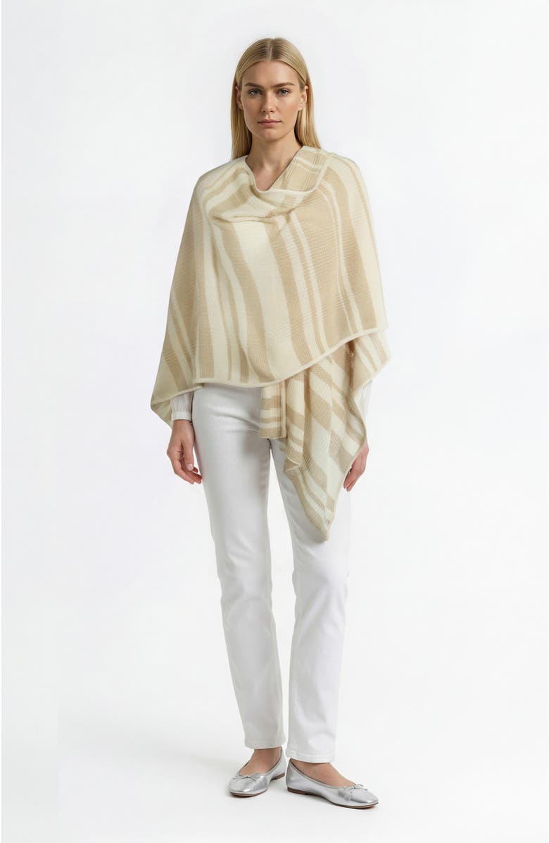 Portolano Cashmere lightweight striped shawl, Alternate, color, Vanilla/Desert Mist