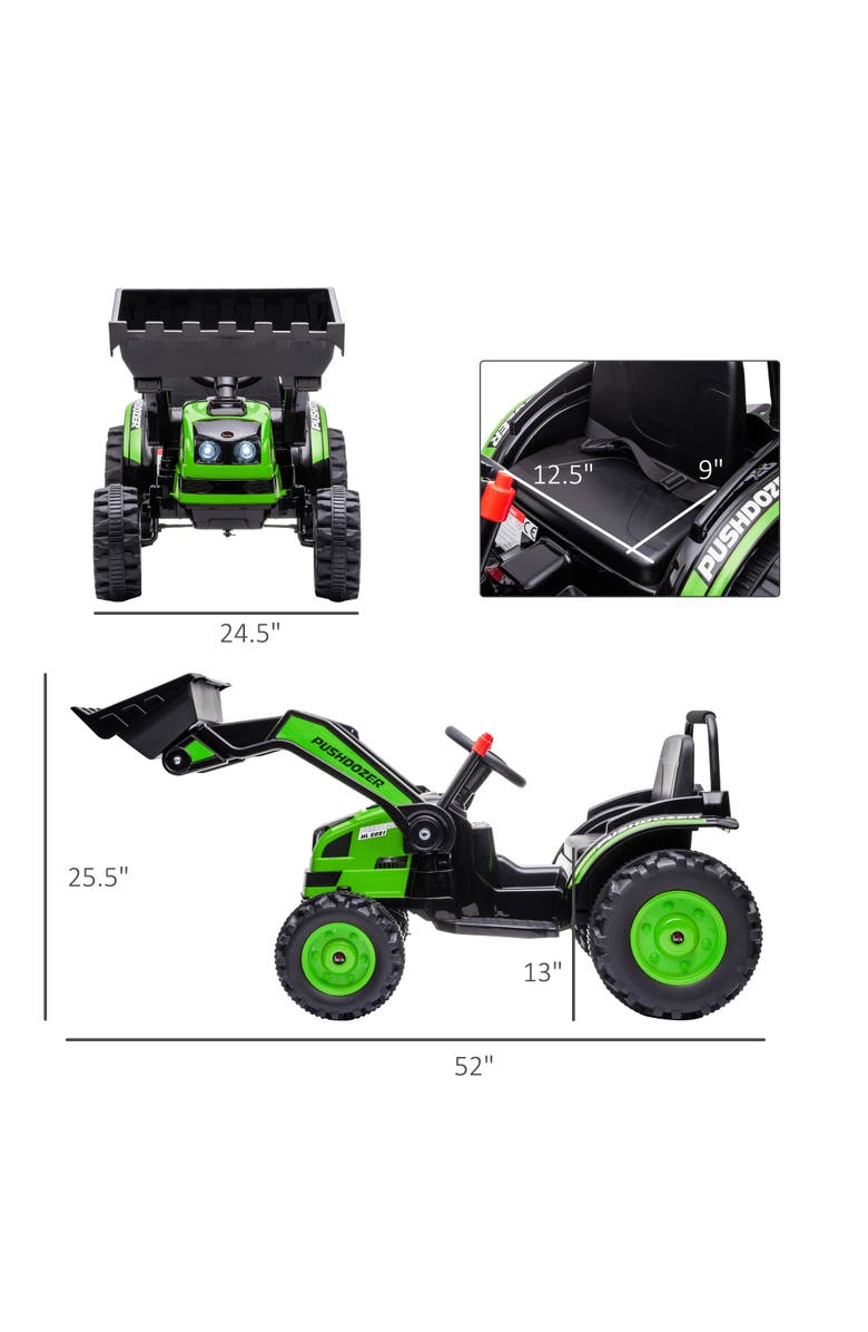 Aosom 6V Kids Ride on Excavator with High/Low Speed, Sound, Alternate, color, Green
