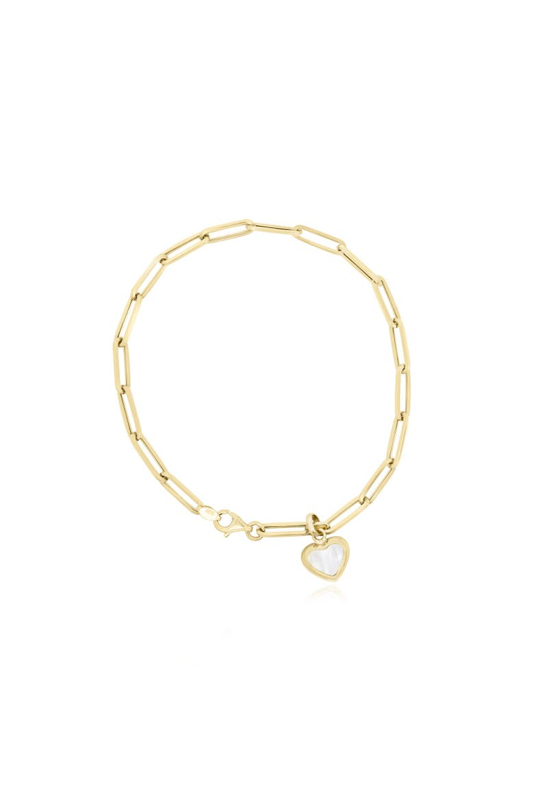 Mother of Pearl Heart Paperclip Bracelet, Main, color, Mother of Pearl