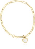 The Lovery Fine Jewelry Mother of Pearl Heart Paperclip Bracelet