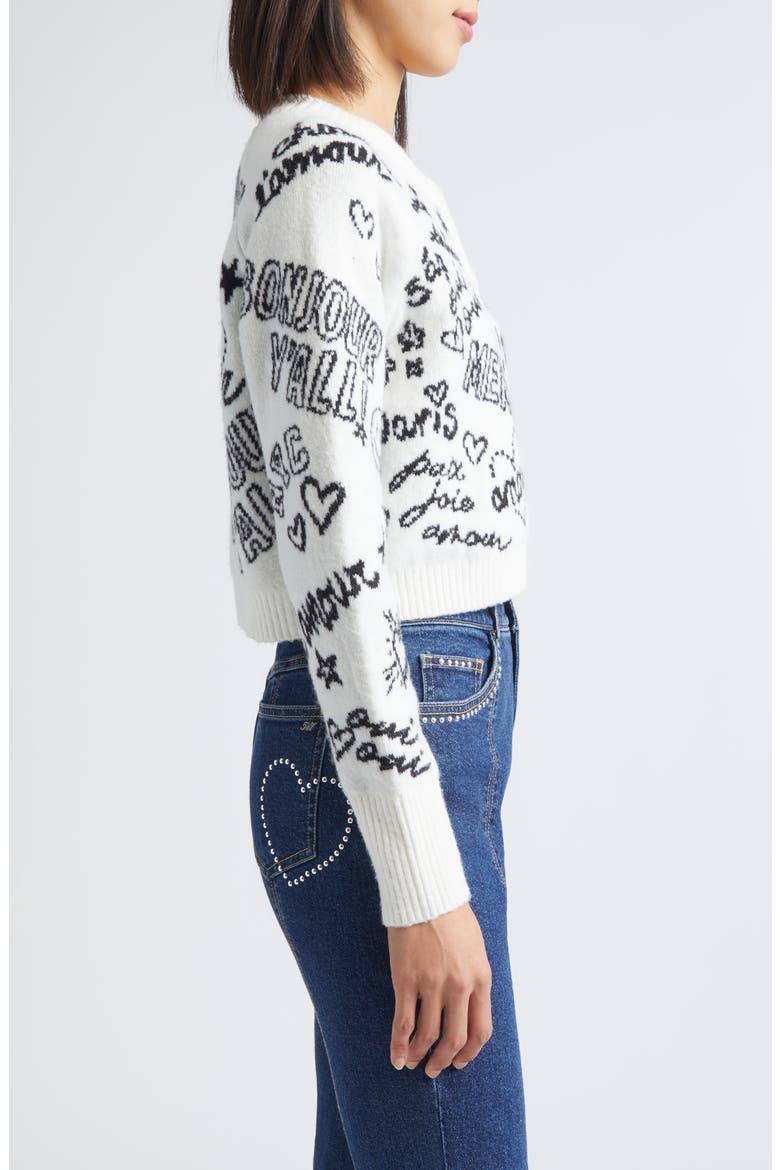 Loove Doodles Millie Cardigan, Alternate, color, IVORY/ BLACK