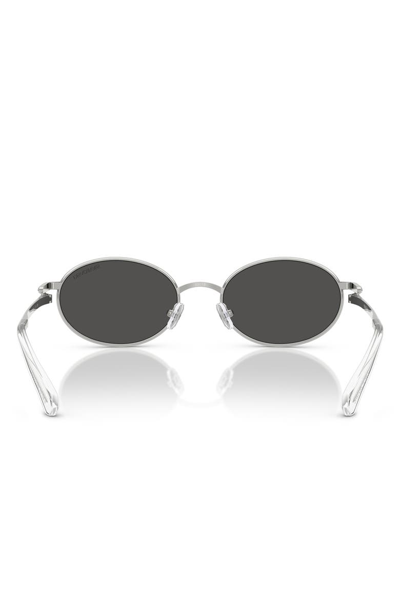 Swarovski 53mm Oval Sunglasses, Alternate, color, Silver / Dark Grey