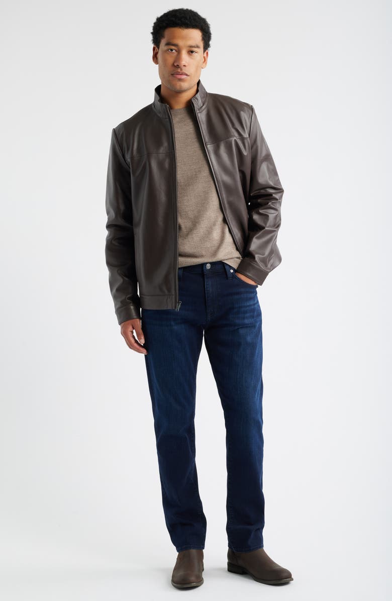 Nordstrom Stand Collar Leather Bomber Jacket, Alternate, color, Brown Bean