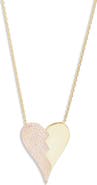 SHYMI Half Pavé Heart Pendant Necklace