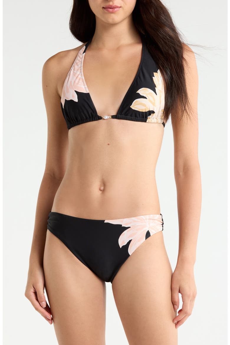 Side Shirred Hipster Bikini Bottoms, Alternate, color, BLACK