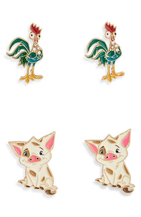 Set of 2 Pairs Disney Hei Hei & Pua Earrings