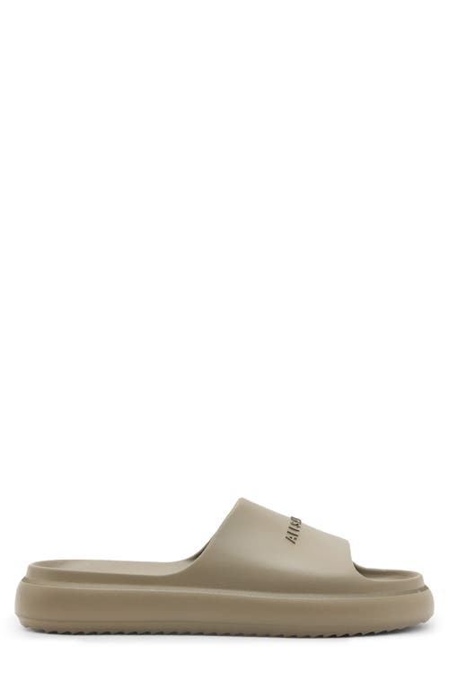 Allsaints Dune Slip On Logo Slides In Stone Grey