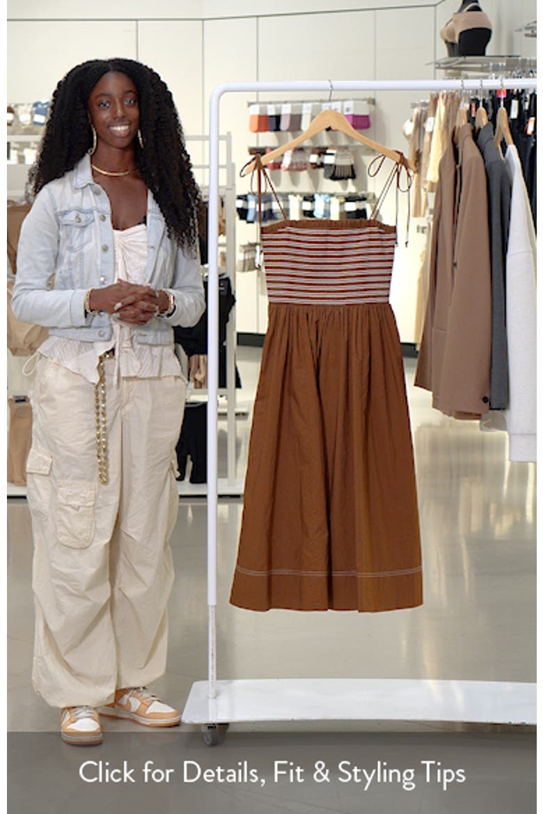 Kaela Smocked Tie Strap Midi Dress video