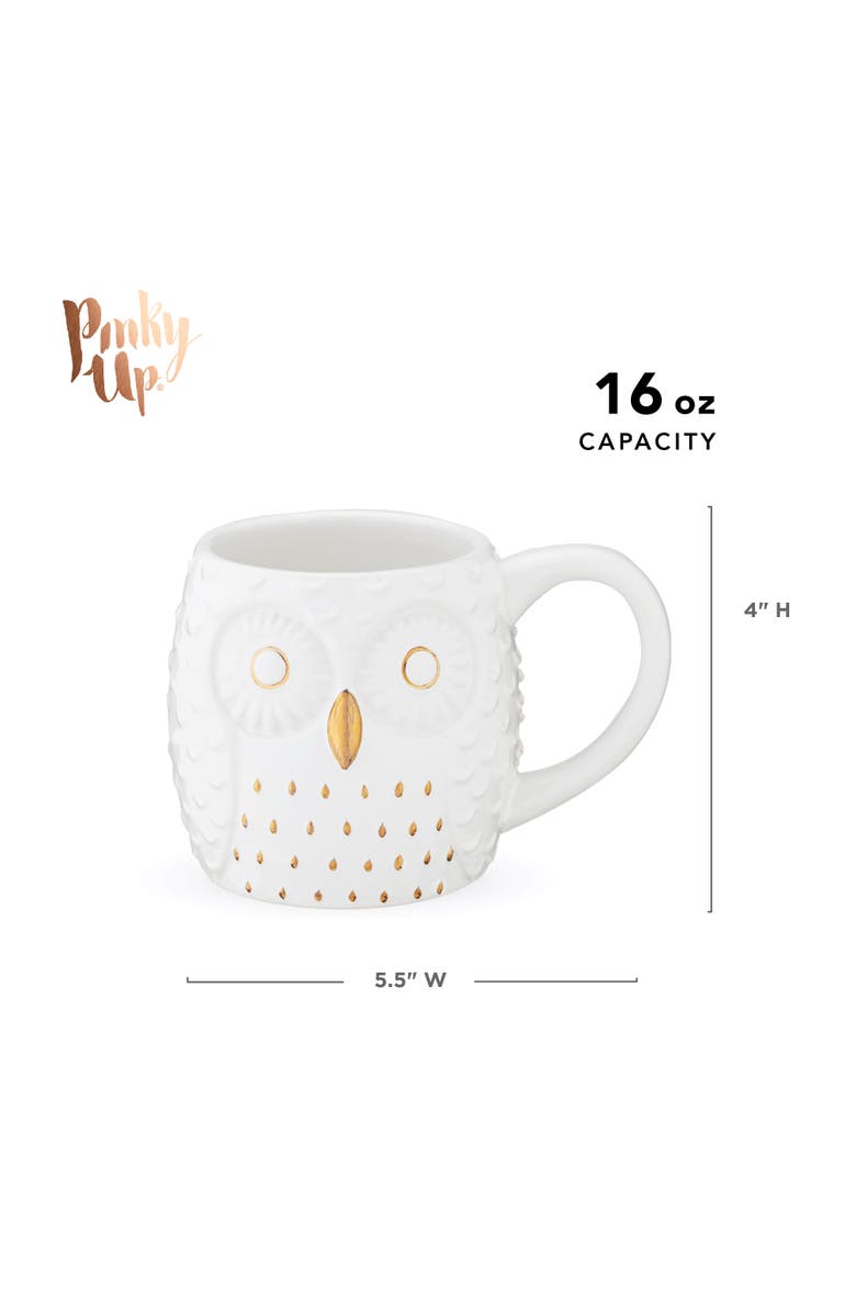 Pinky Up (Accessories) Olivia Ceramic Owl Mug, Alternate, color, White