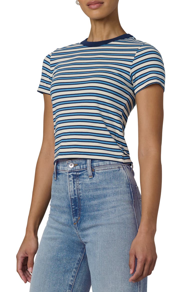 The Baby Stripe Stretch Cotton Modal T-Shirt, Alternate, color, ECRU/ AZURE STRIPE