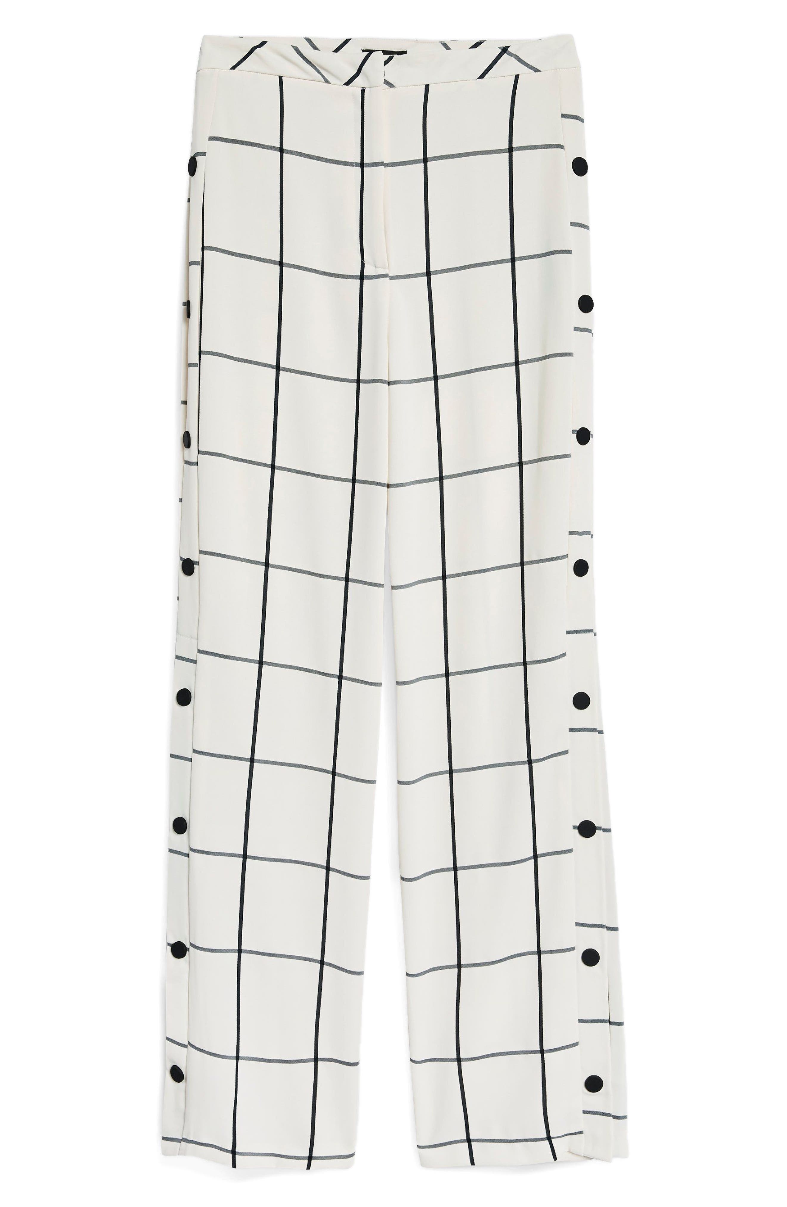 Topshop Check Popper Wide Leg Trousers (Women) | Nordstromrack