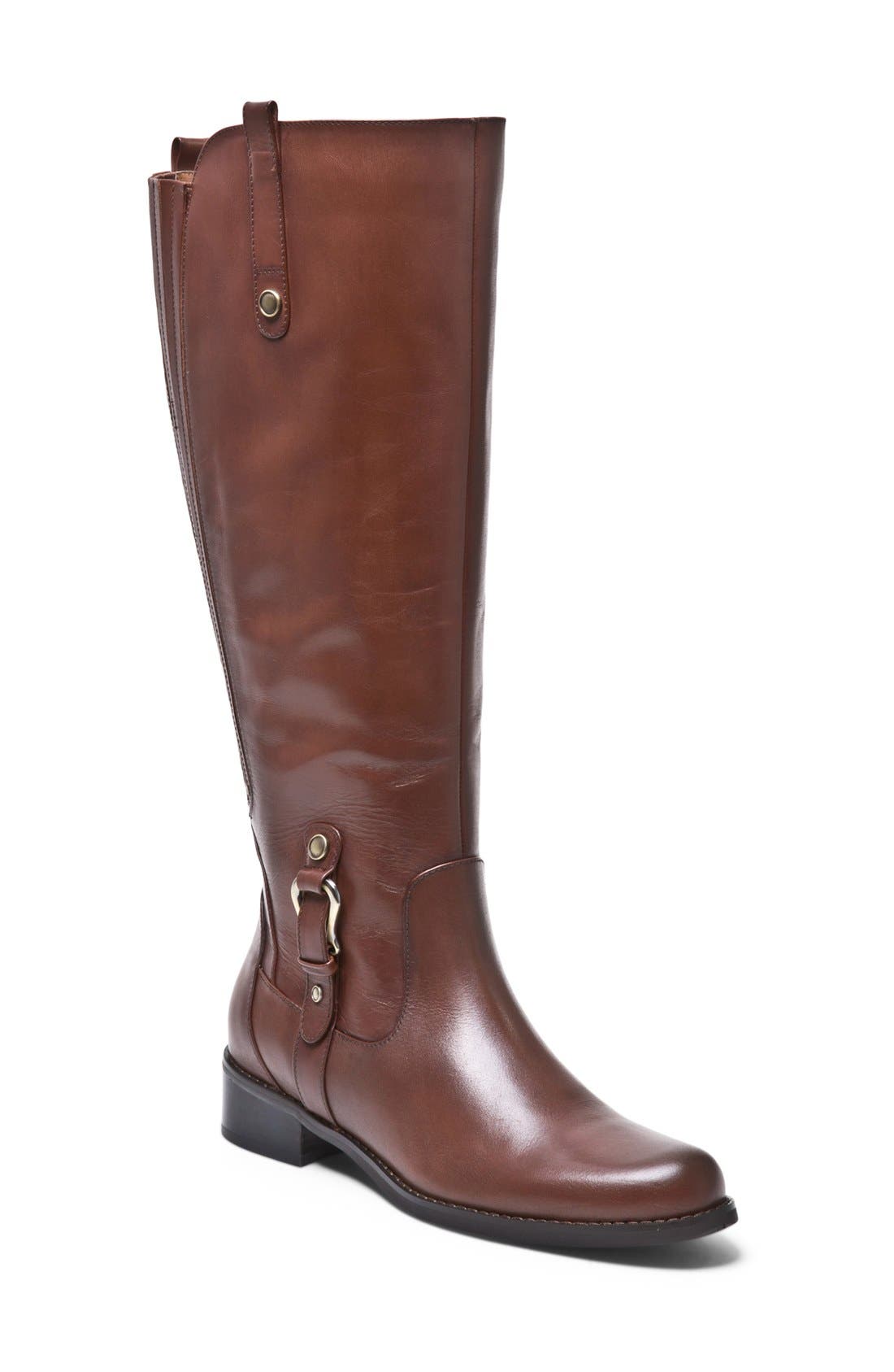 'Venise' Waterproof Leather Riding Boot, Main, color, BROWN LEATHER