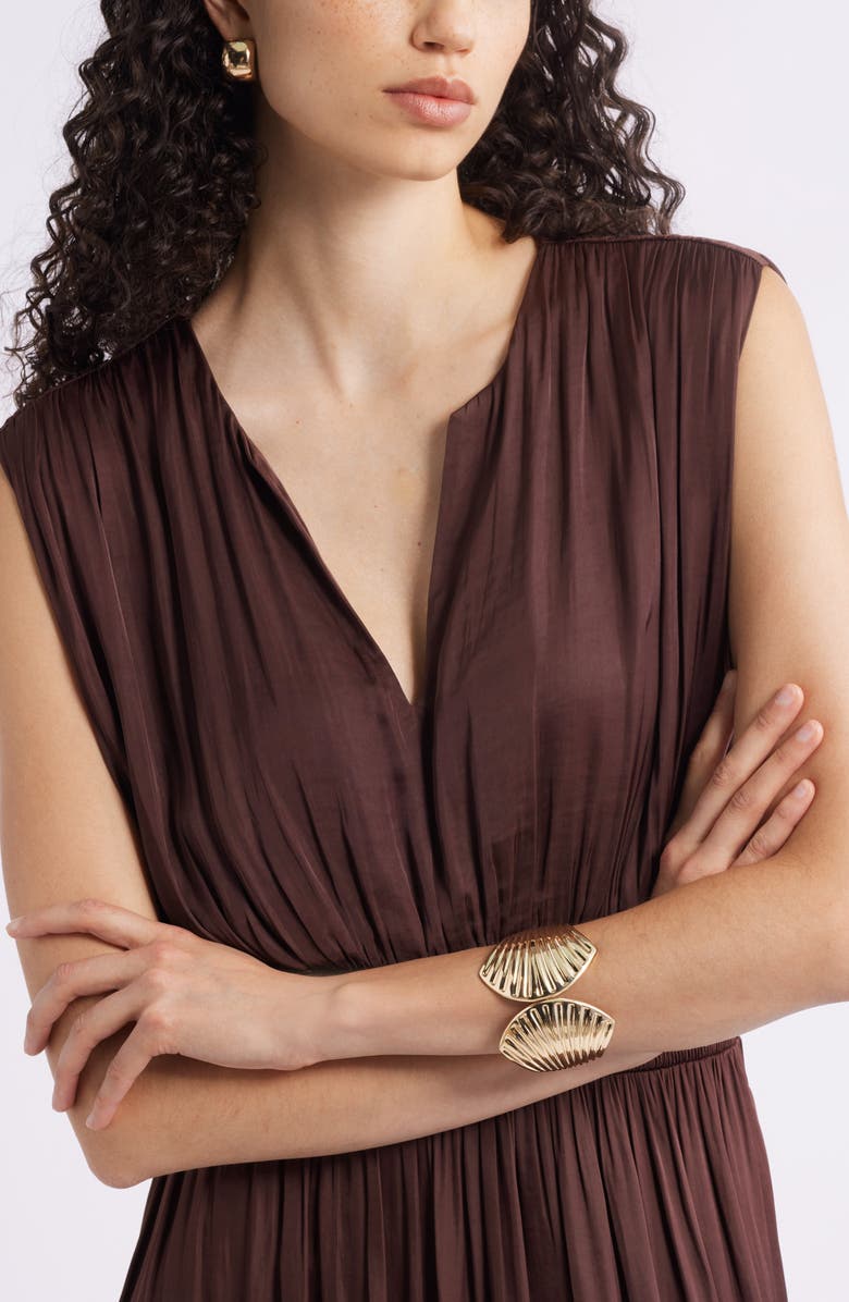 Nordstrom Scallop Shell Hinge Cuff Bracelet, Alternate, color, Gold