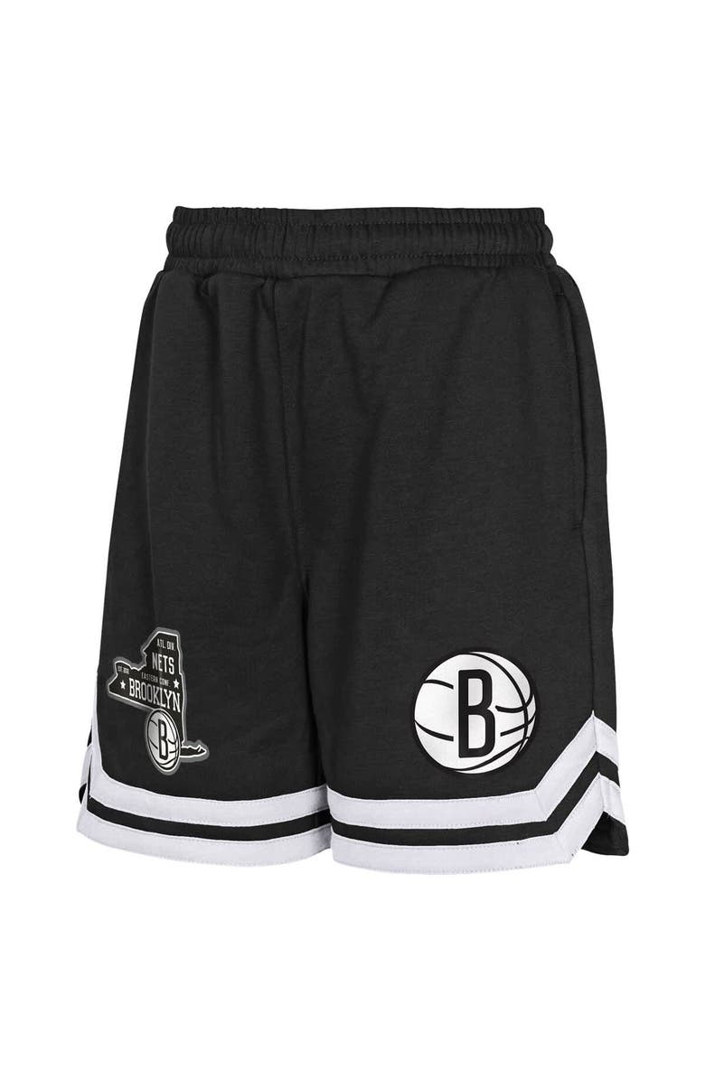 Outerstuff Youth Black Brooklyn Nets Teardrop Fleece Shorts, Alternate, color, Black