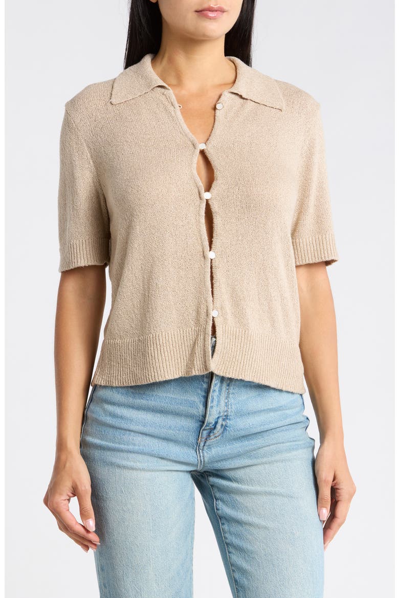 Slub Collared Sweater, Main, color, OATMEAL