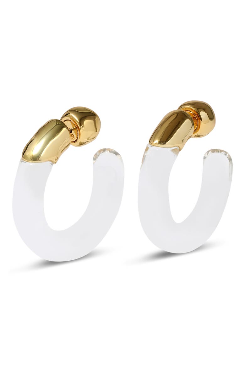 Liquid Lucite Front/Back Hoop Earrings, Alternate, color, GOLD/ LUCITE