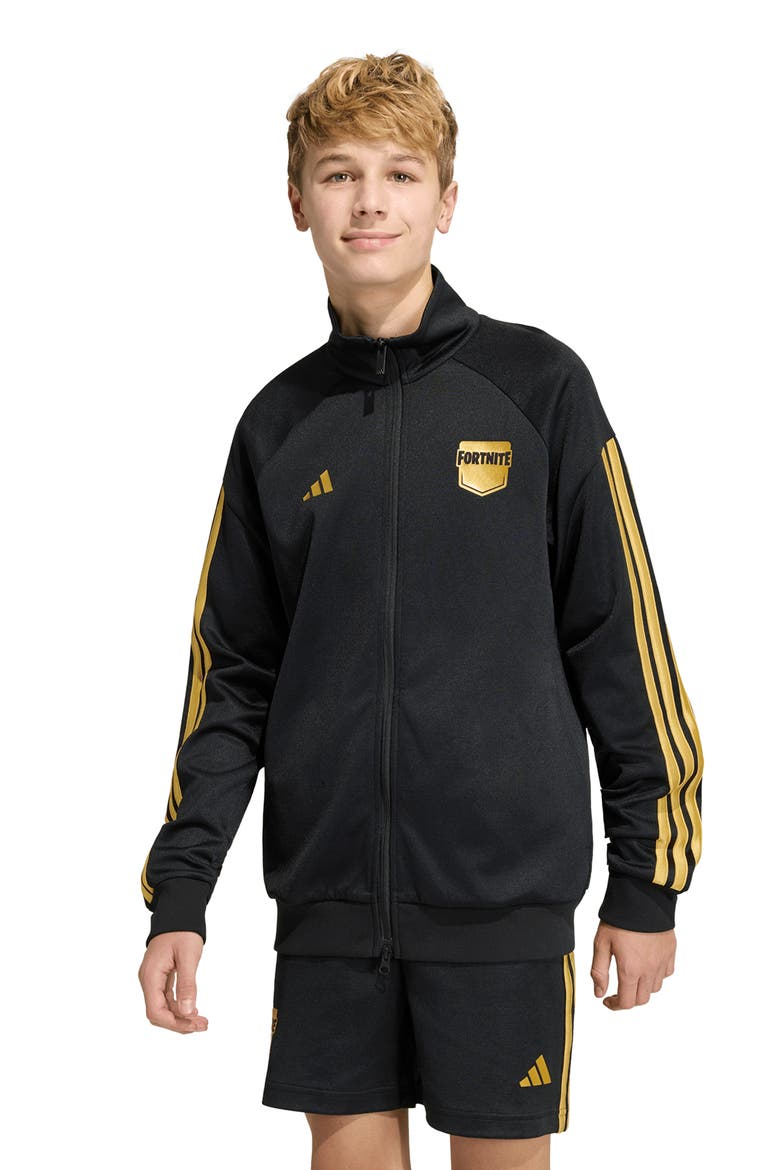 x Fortnite Kids' Track Jacket, Alternate, color, BLACK/ GOLD MET.