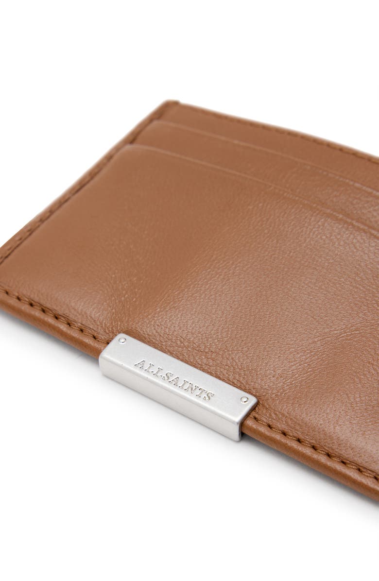 AllSaints Dove Leather Cardholder, Alternate, color, Sepia Brown