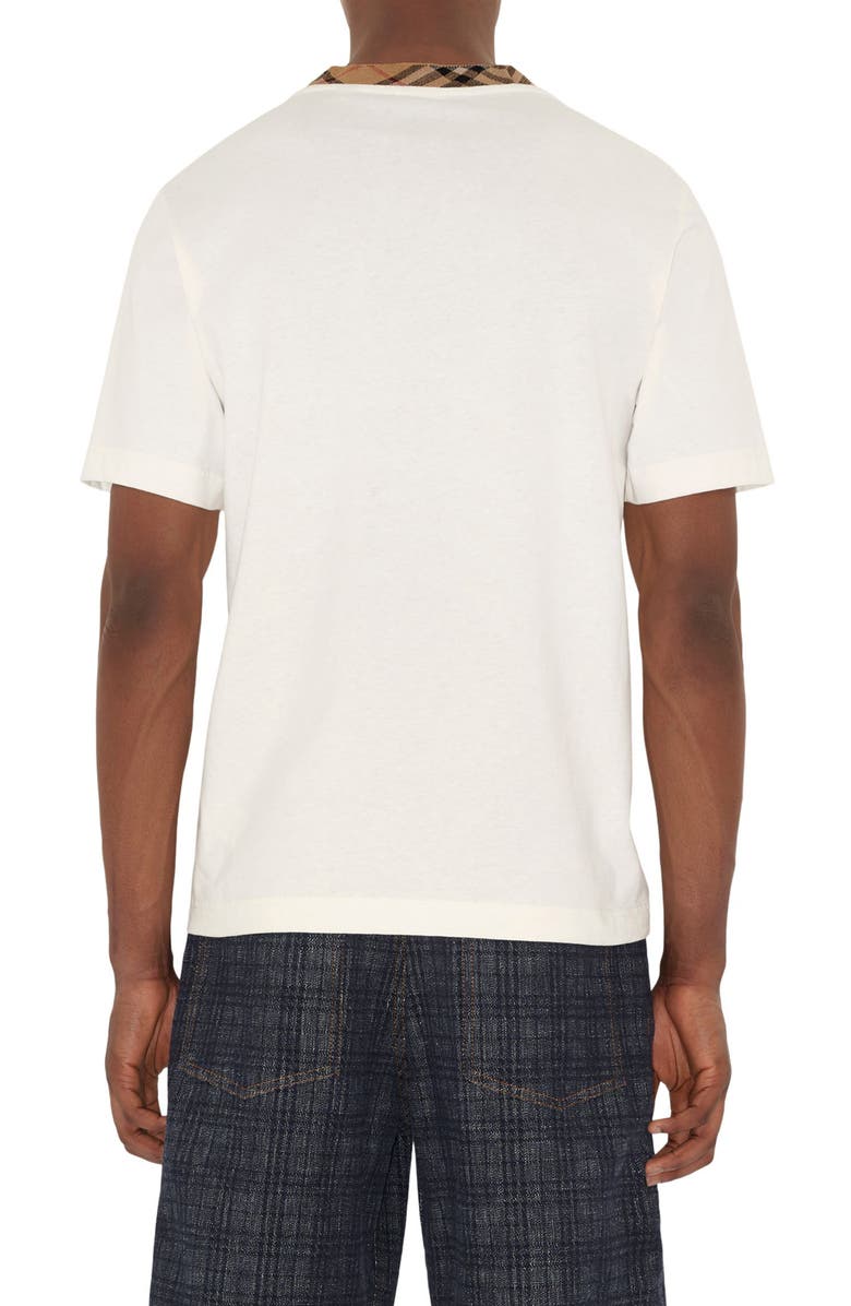 Burberry Check Trim T-Shirt, Alternate, color, Chalk