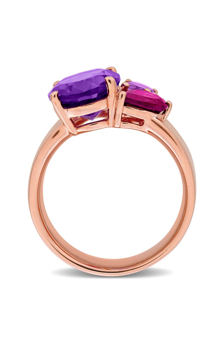 Julianna B. Gemstone Multi-Shape 3-Stone Ring Sterling Silver, Alternate, color, Amethyst/Rose-Plated