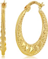SIMONA 14K Yellow Gold Textured Hoop Earrings