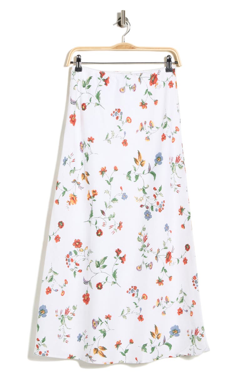 EDIT by JASON WU Floral Linen Midi Skirt, Main, color, Ivory Wildflower