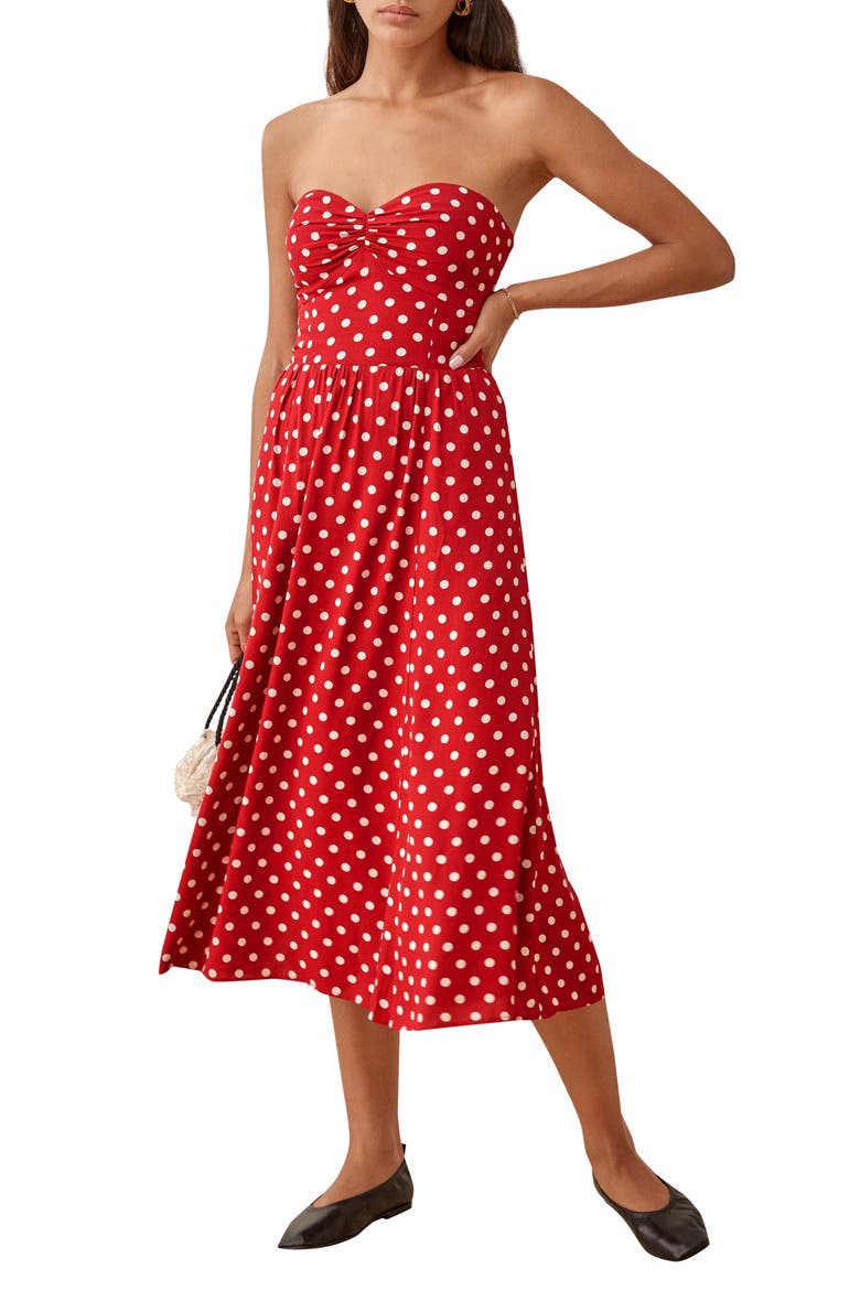 Aymeline Strapless Sundress, Main, color, CAMPARI