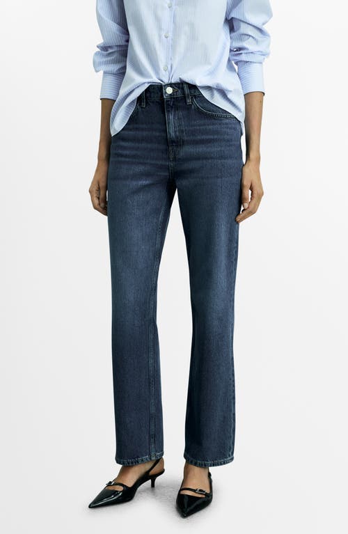Mango Matilda Mid Rise Straight Leg Jeans In Dark Blue
