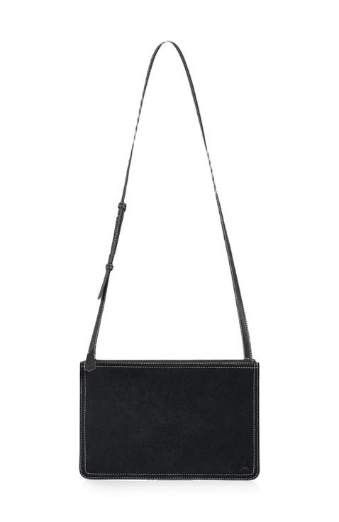 Elio Suede Contrast Stitch Crossbody Bag