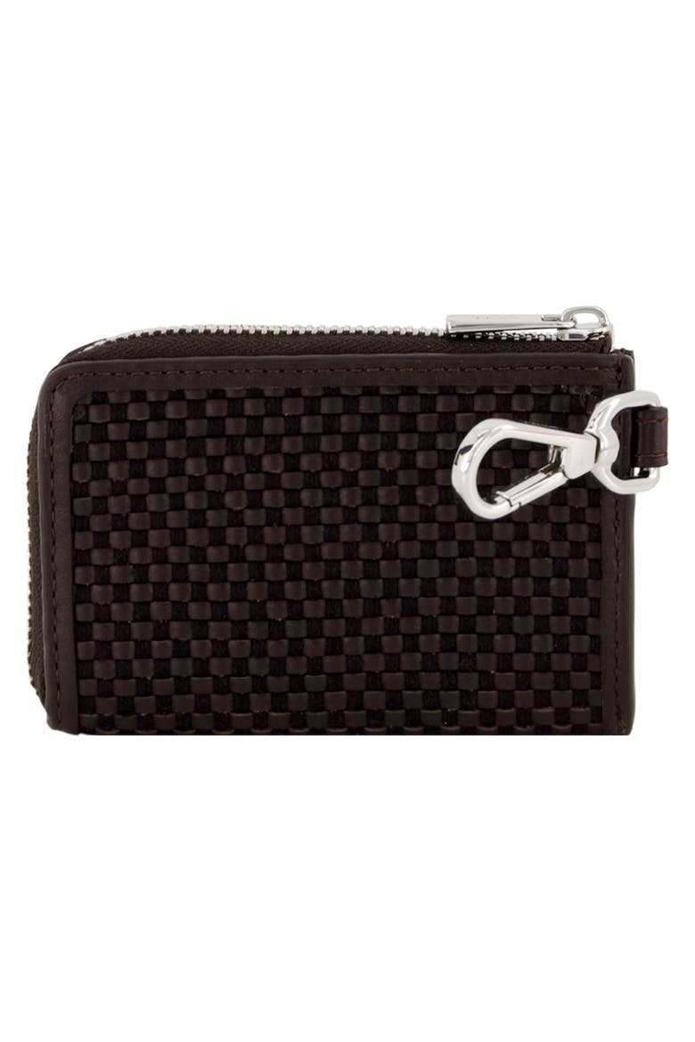 Woven Zip Card Case, Alternate, color, CACAO/ BLACK