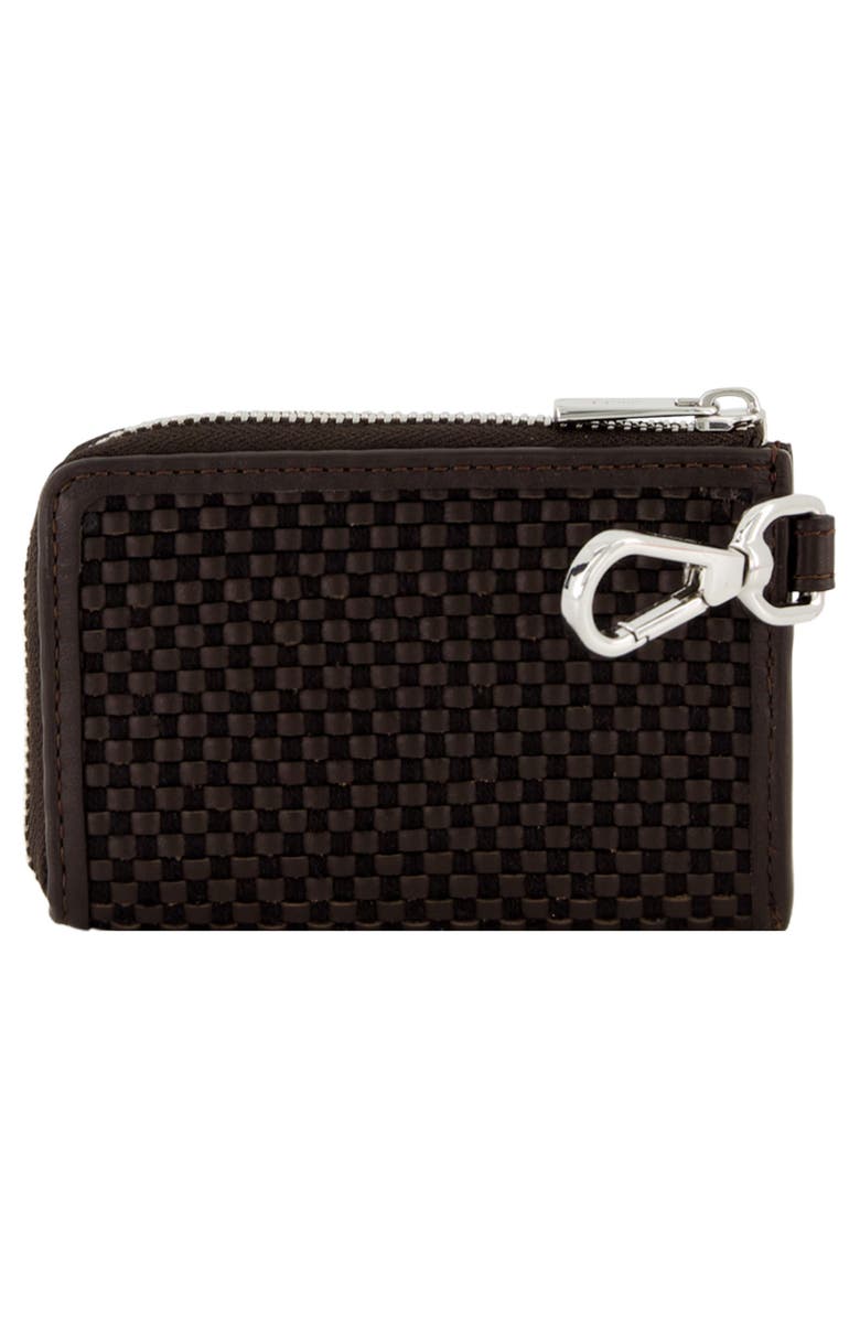 Vince Woven Zip Card Case, Alternate, color, Cacao/ Black