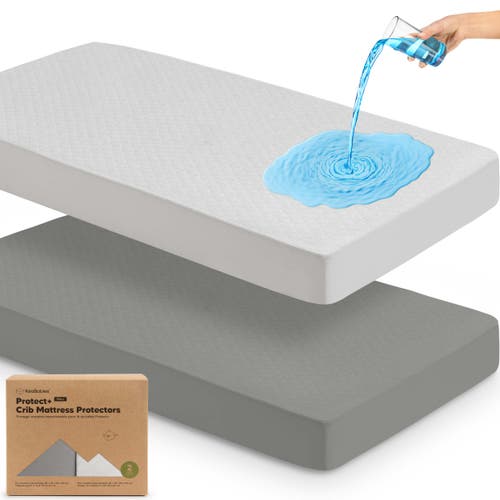 Keababies 2-pack Mavy Protect+ Waterproof Crib Mattress Protector In Granite