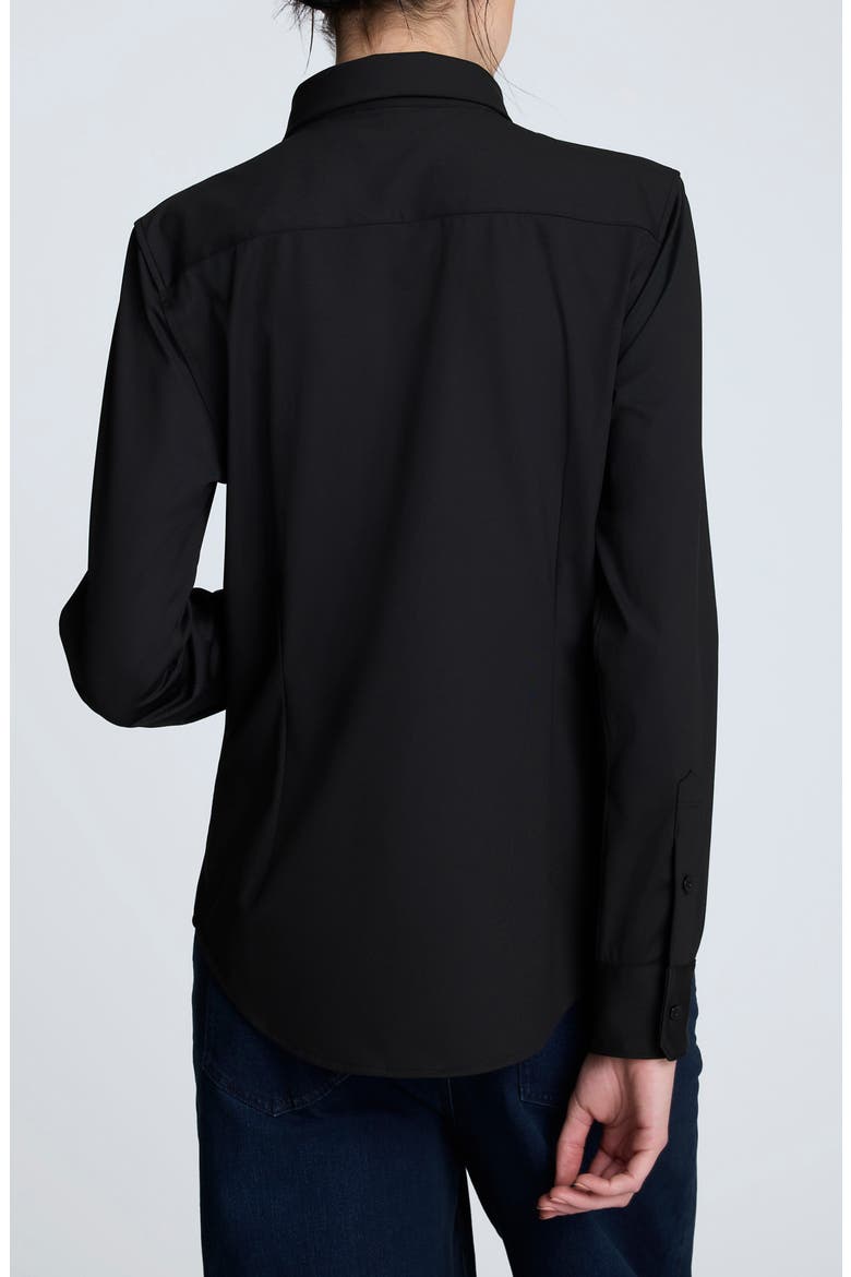 Knit Button-Up Shirt, Alternate, color, BLACK