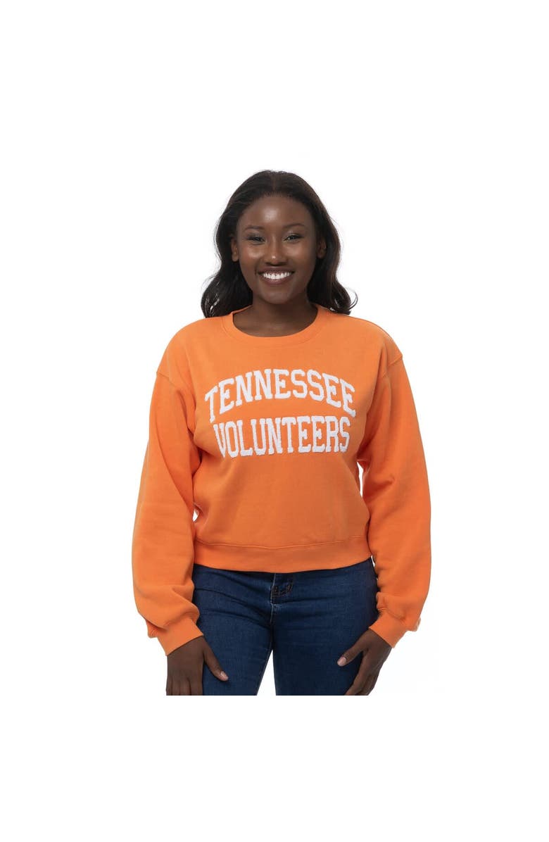 ZOOZATZ Women's ZooZatz Tennessee Orange Tennessee Volunteers Chenille Cropped Sweatshirt, Alternate, color, Tennessee Orange