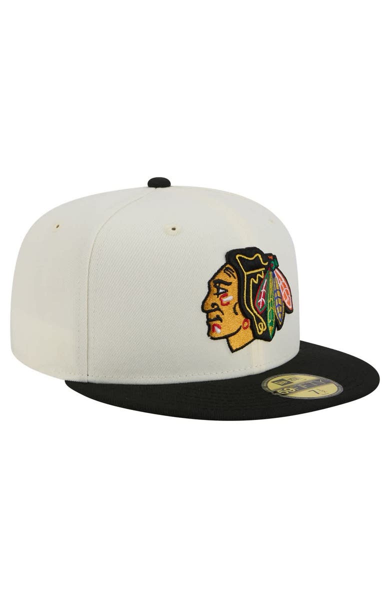 New Era Men's New Era White Chicago Blackhawks Chrome Two-Toned 59FIFTY Fitted Hat, Alternate, color,