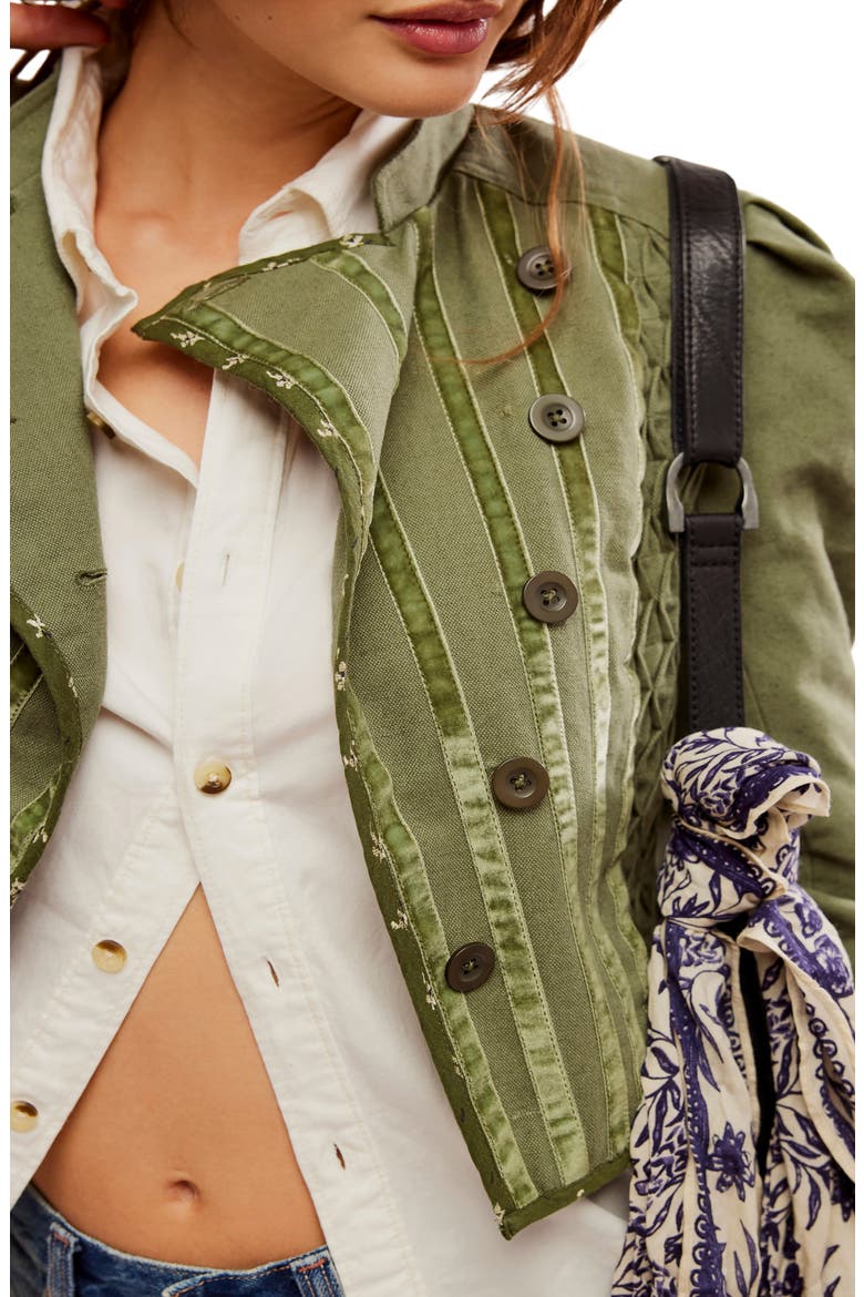 Bali Simone Crop Jacket, Alternate, color, DUSTY OLIVE COMBO