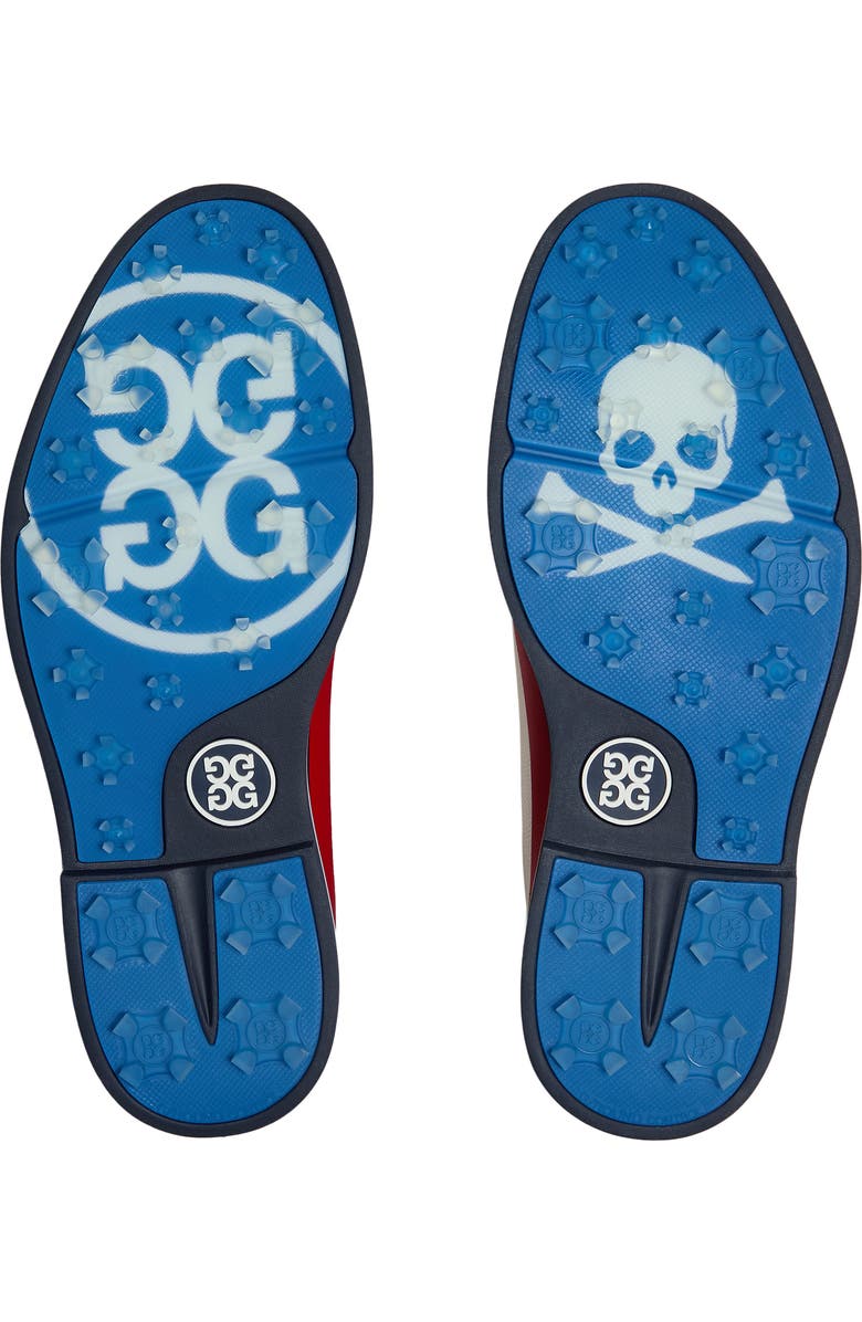 G/FORE Gallivanter Tuxedo Stripe Golf Shoe, Alternate, color, Snow / Multi