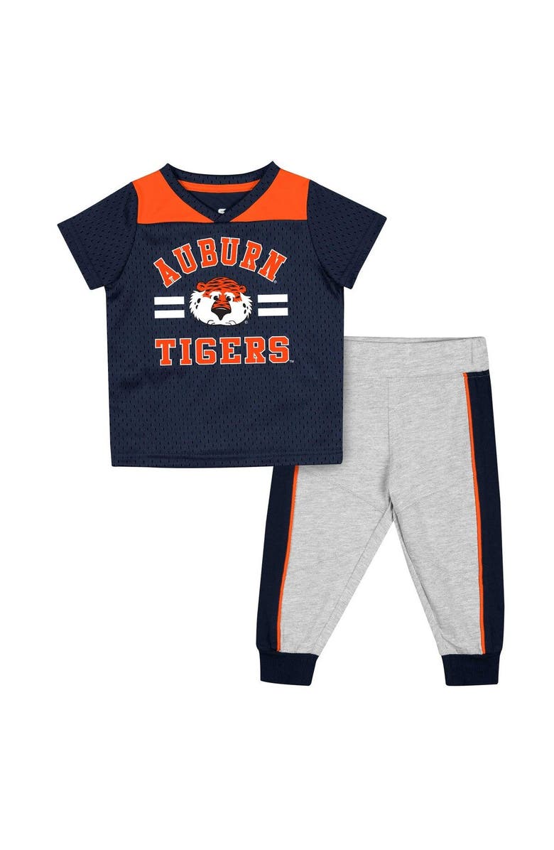 COLOSSEUM Infant Colosseum Navy/Heather Gray Auburn Tigers Ka-Boot-It Jersey & Pants Set, Main, color, 